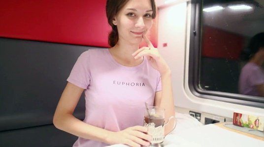 Познакомился в поезде с симпатичной пиздой и решил заиметь секс